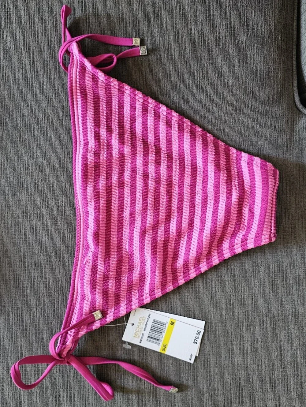 Michael Kors Women's pink Textured Stripe String Bikini Bottom Size Medium